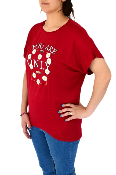 Kadın Yuvarlak Yaka Baskılı Tişört BGL-ST01975 - Resim 3