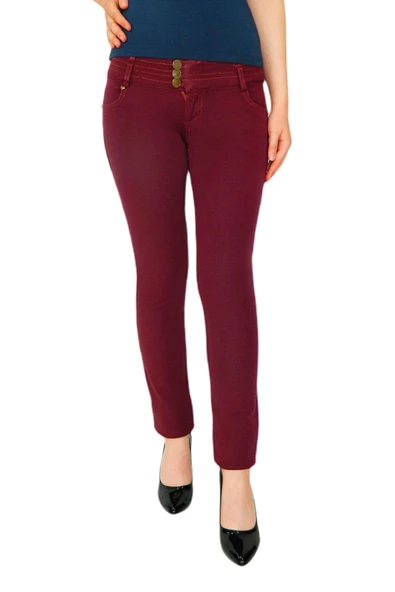 Kadın Kanvas Dar Paça Düşük Bel Pantolon 352 BGL-23615398 - Resim 2