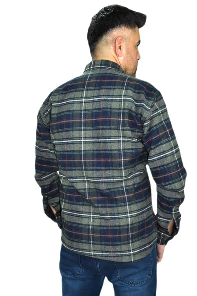 Erkek Gömlek Oduncu Silim Fit Uzun Kol Çift Cepli BGL-ST01682 - Resim 11