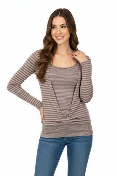 KadınKruvaze Uzun Kol Bluz BRGPG3706 - Resim 5