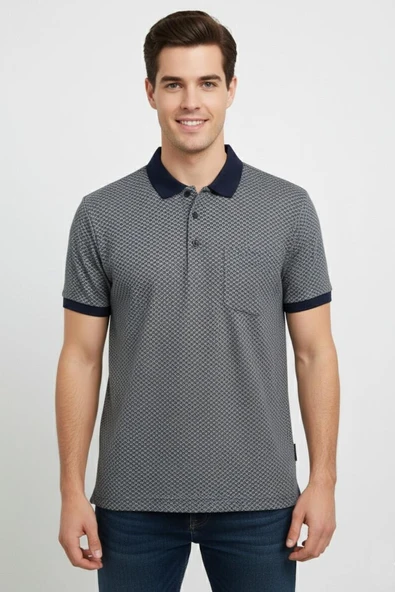 Erkek Polo Yaka Jakarlı Tişört BGL-ST00535 - Resim 2