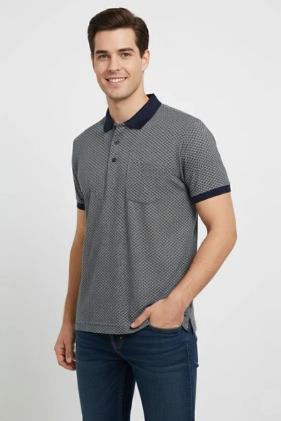 Erkek Polo Yaka Jakarlı Tişört BGL-ST00535 - Resim 5