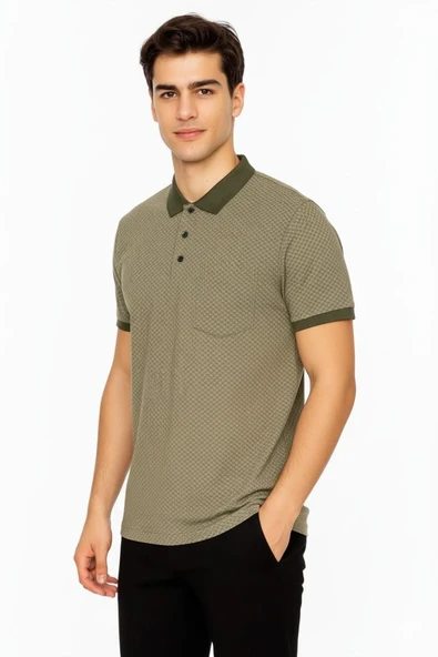 Erkek Polo Yaka Jakarlı Tişört BGL-ST00535 - Resim 7