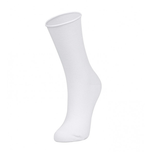 Bolero Yazlık Şık %80 Bambu Roll Top Lastiksiz Kadın Beyaz Bambu Soket Çorap - 3