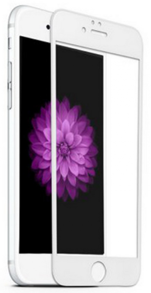 İphone 7 Ekran Koruyucu Temperli 5D Tam Ekran Cam Beyaz