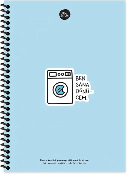 Hisli Şeyler 17x24cm Spiralli 100 yp. Sert Kapak Çizgili Defter - Dönücem (Mavi) / 500601 ürün görseli