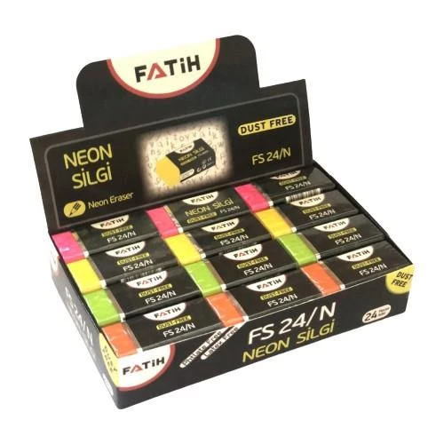 Fatih Neon Renkler Öğrenci Silgisi 24 Lü Paket