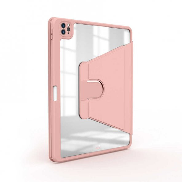 Apple iPad Pro 12.9 2021 (5.Nesil) Kılıf Kalem Bölmeli Lüx Dönebilen Standlı Kılıf - 9