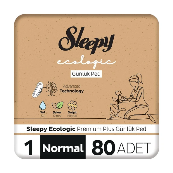 Sleepy Ecologic Premium Plus Günlük Ped Normal 80 Adet Ped