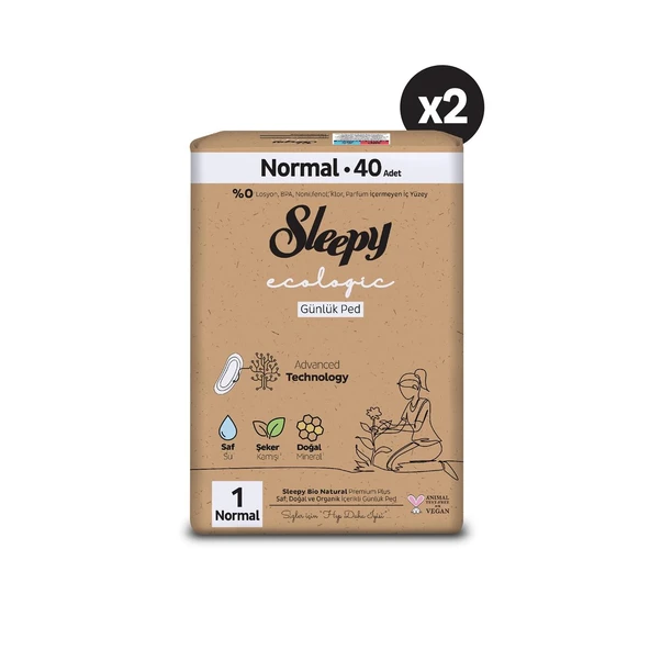 Sleepy Ecologic Premium Plus Günlük Ped Normal 80 Adet Ped - 2