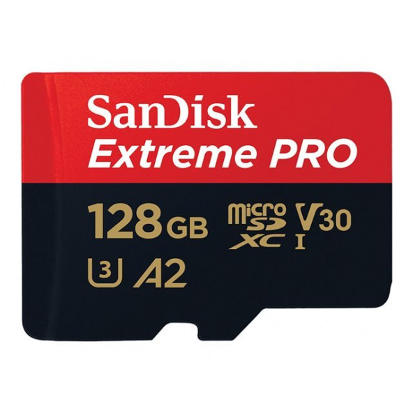 SanDisk Extreme Pro 128GB 200/90MB/s microSDXC UHS-I A2 V30 Adaptörlü Hafıza Kartı SDSQXCD-128G-GN6MA