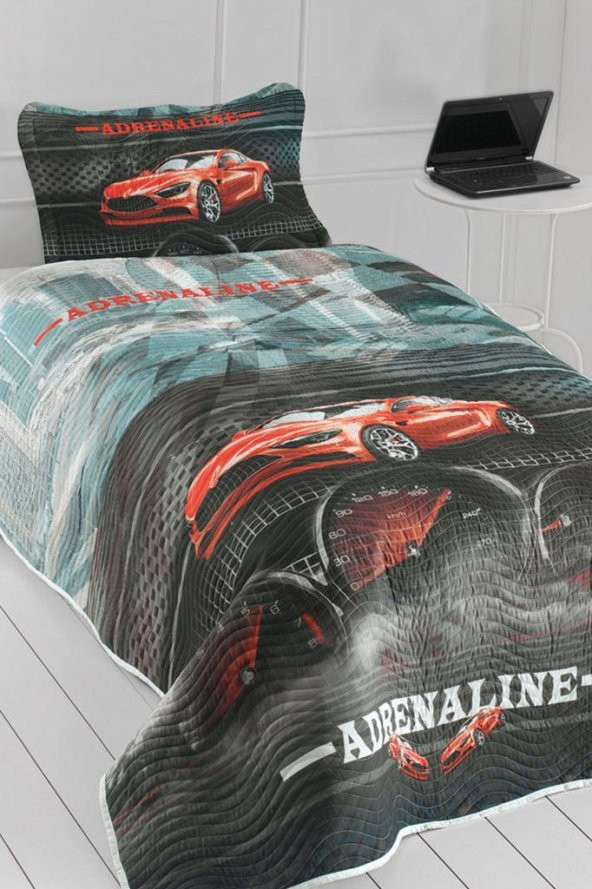 Adrenaline Genç ve Çocuk Baskılı Tek Kişilik Yatak Örtüsü Kırmızı - Resim 2