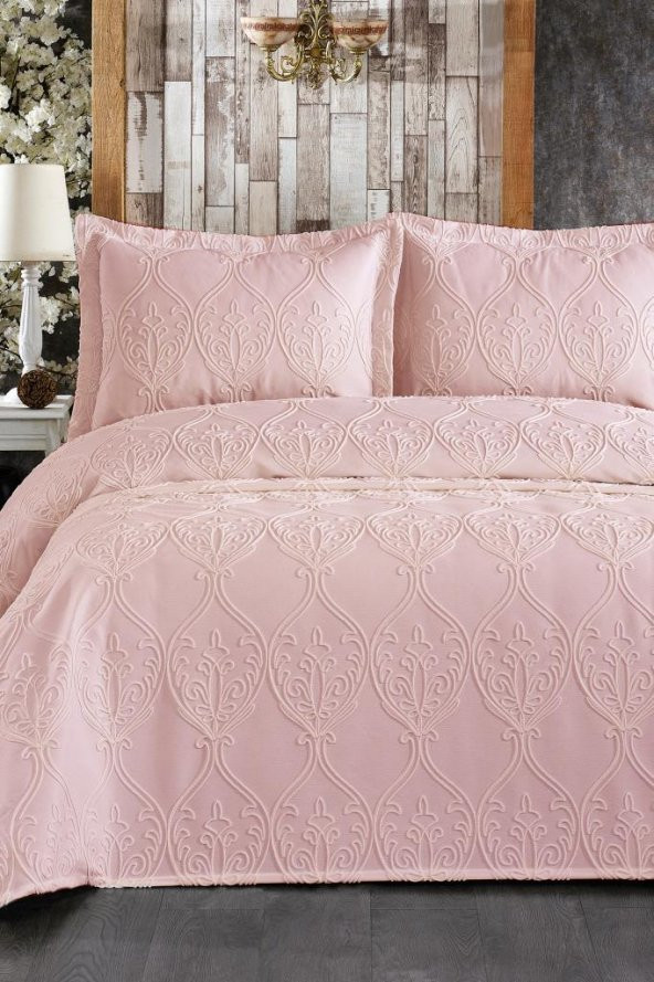 Maya Şönil Çeyizlik Pike Takımı 3 Parça Pudra - Resim 2