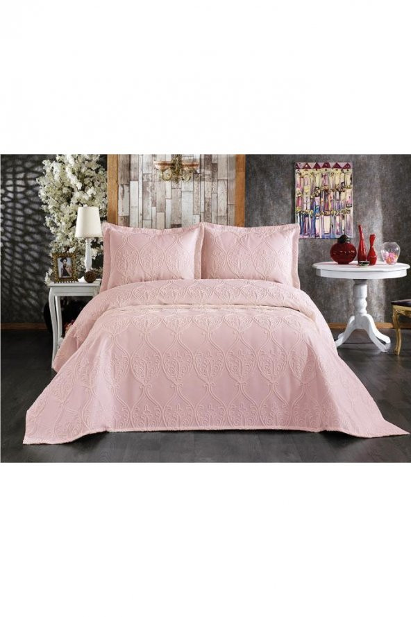 Maya Şönil Çeyizlik Pike Takımı 3 Parça Pudra - Resim 3