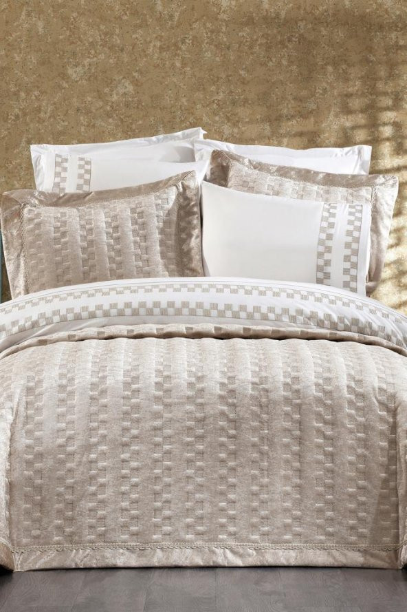Dolce Lüx Nakışlı Çeyiz Paketi 9 Parça Cappucino - 2