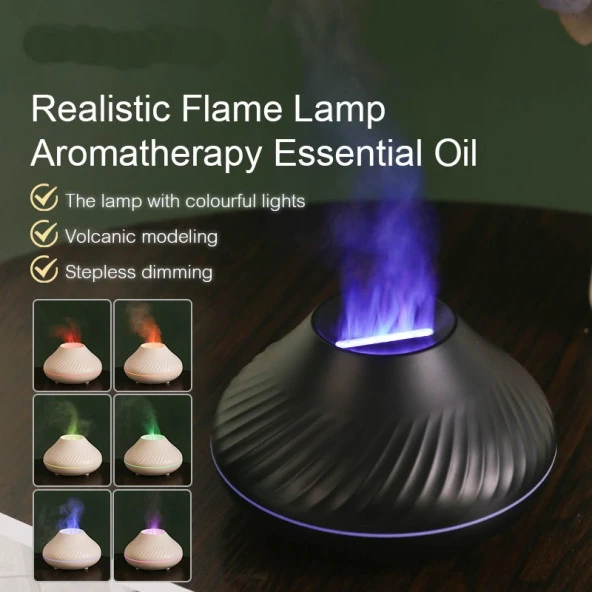 Aroma Difüzör Gece Işığı 3D Volkanik Alev Nemlendirici Buhar Makinesi 130ML. ürün görseli