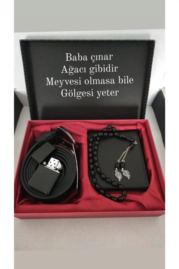 Babalar Günü Hediyesi Cüzdan Kemer Çakmak Tesbih Seti