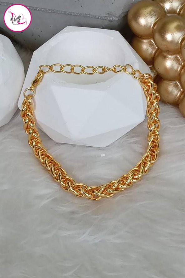 Çelik Tek Sıra Kararmaz Kalın Zincir Gold Halhal 24 cm - 2