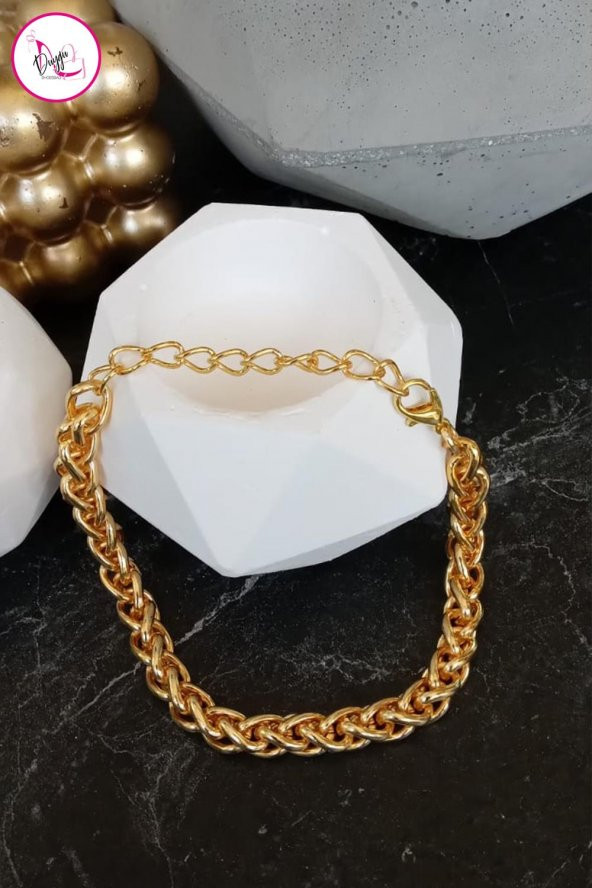 Çelik Tek Sıra Kararmaz Kalın Zincir Gold Halhal 24 cm - 3