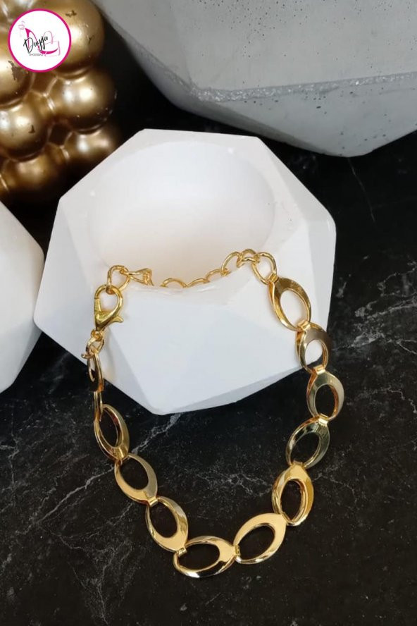Çelik Tek Sıra Kararmaz Oval Zincir Gold Halhal 24 cm - 3