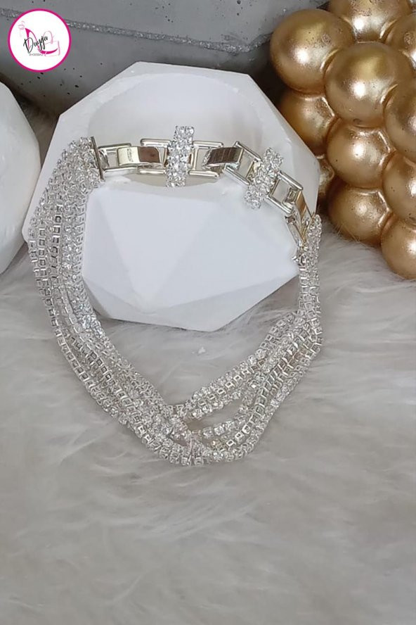 Çelik Pırlanta Sıralı Çok Şık Halhal 23 cm - 2