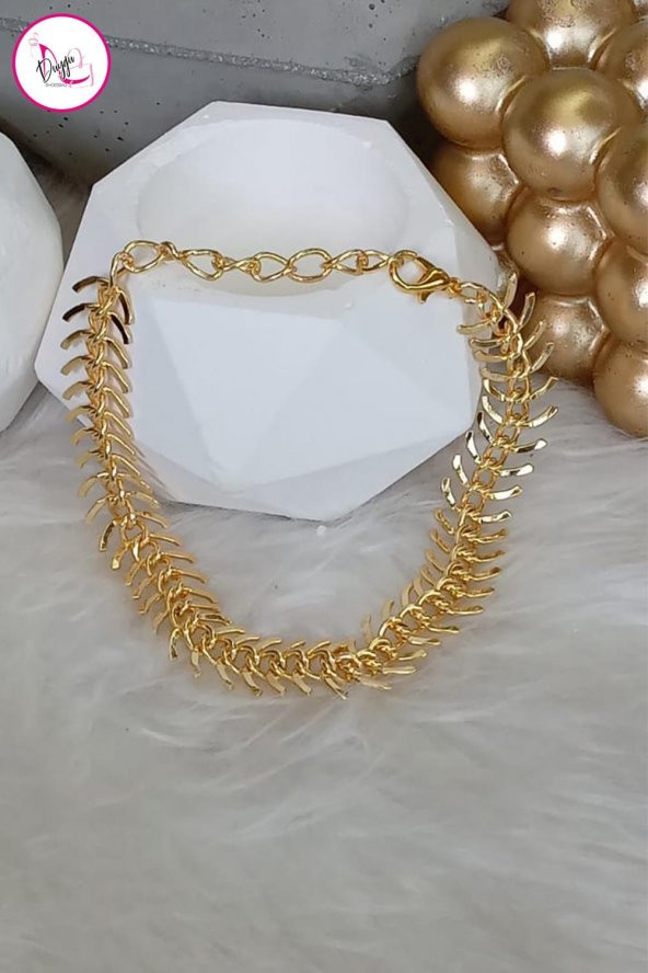 Çelik Tek Sıra Kararmaz Kalın Zincir Gold Halhal 23 cm - 2