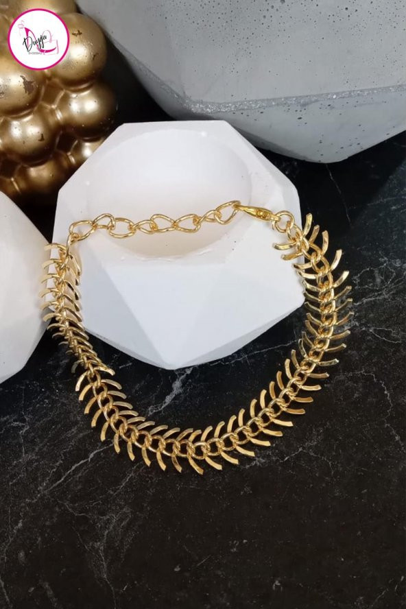 Çelik Tek Sıra Kararmaz Kalın Zincir Gold Halhal 23 cm - 3