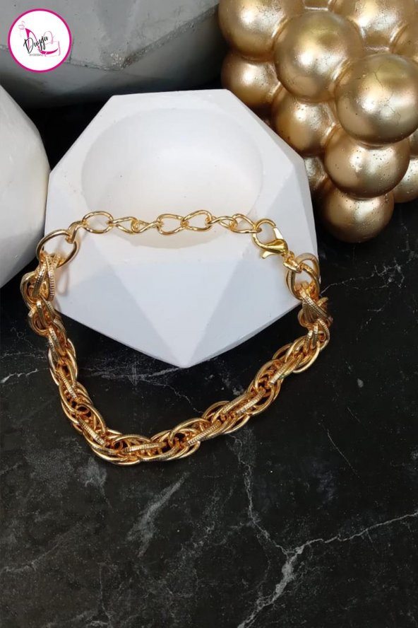 Çelik Tek Sıra Kararmaz Kalın Zincir Gold Halhal 23 cm - 3