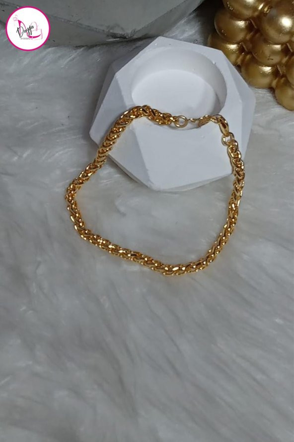 Çelik Tek Sıra Dolgun Zincir Gold Halhal - 2