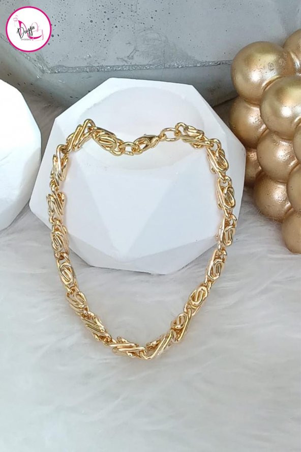 Çelik Tek Sıra Kararmaz Kalın Zincir Gold Halhal 22 cm - 2