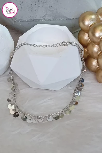 Çelik Tek Gümüş Pullu Halhal 27 cm - 2