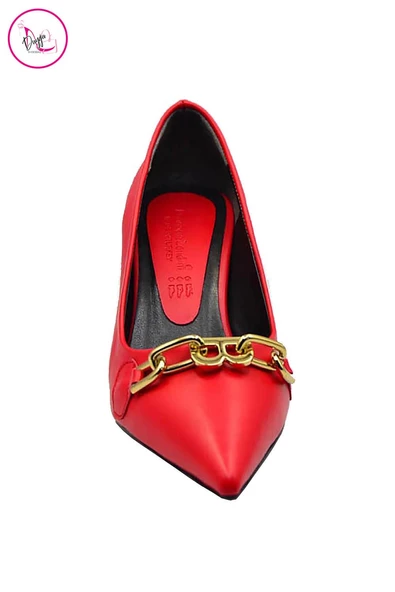Kadın Topuklu Stiletto Zincir Aksesuarlı Ayakkabı - 7