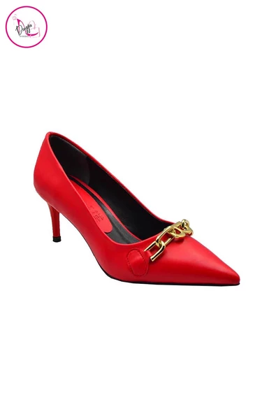 Kadın Topuklu Stiletto Zincir Aksesuarlı Ayakkabı - 5