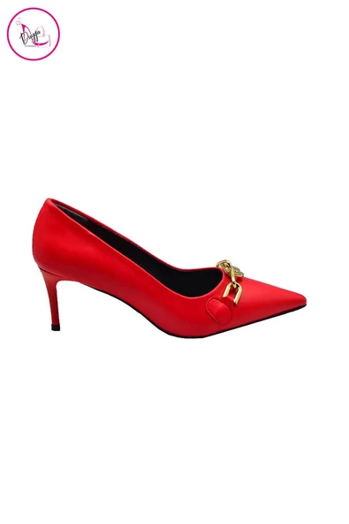 Kadın Topuklu Stiletto Zincir Aksesuarlı Ayakkabı - 6