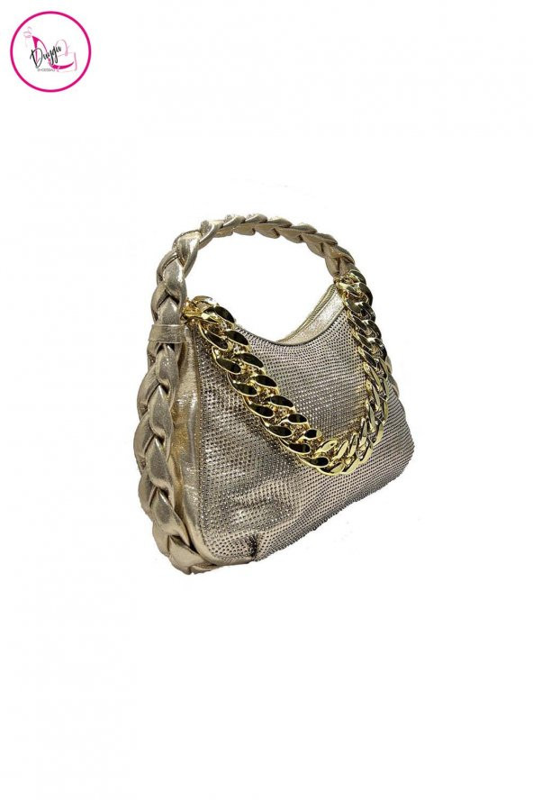 Kadın El Ve Omuz Çantası Taşlı Zincirli - 4