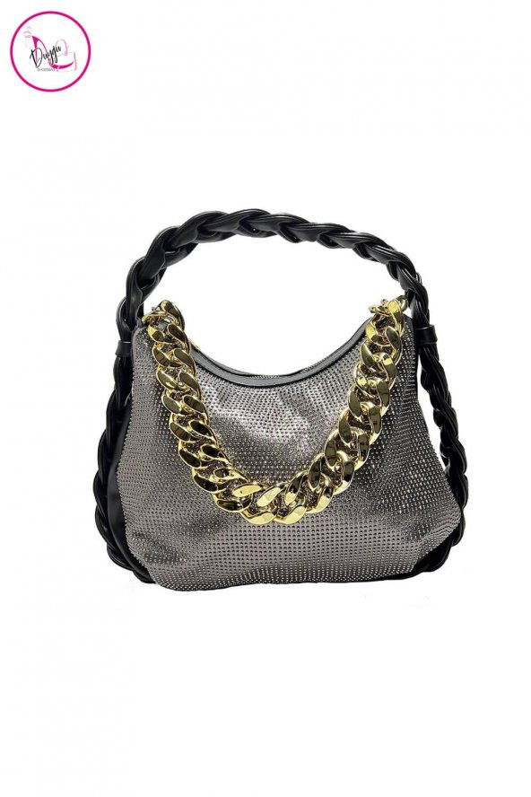 Kadın El Ve Omuz Çantası Taşlı Zincirli - 8