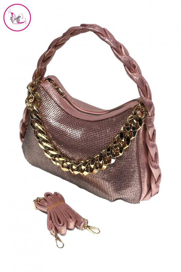Kadın El Ve Omuz Çantası Taşlı Zincirli - 12