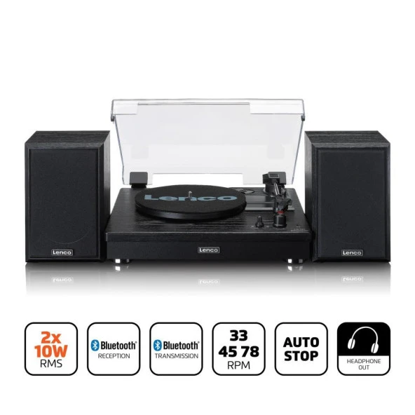 Lenco LS-101 BK Siyah Pikap Plak Çalar Hoparlörlü Bluetoothlu Auto-stop Özellikli - 6