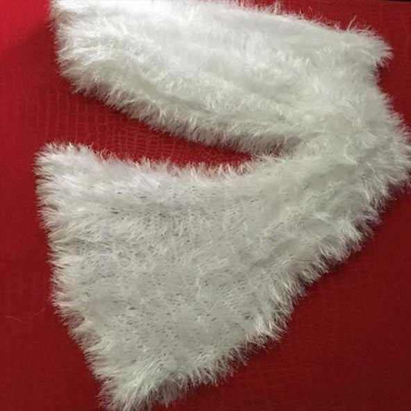 Peluş Torpido Örtüsü El Örgüsü 165X65 Beyaz - 3