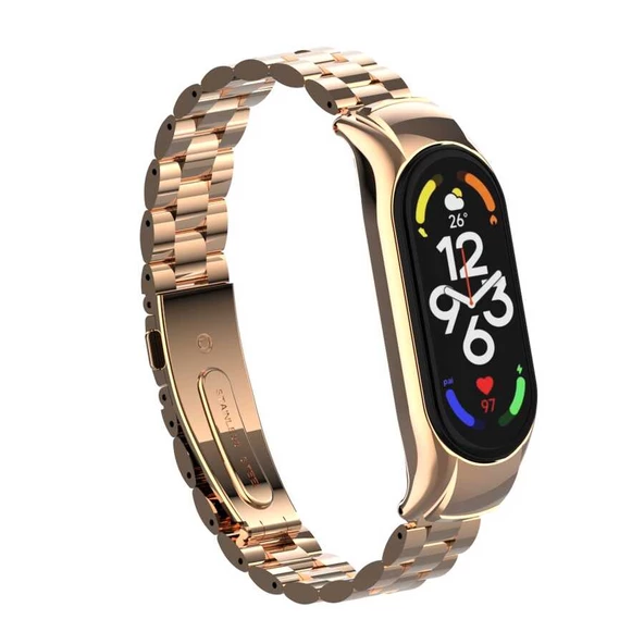 Vendas Xiaomi Mi Band 7 Uyumlu Kademe Ayarlı Bakla Desenli Metal Kordon - 9