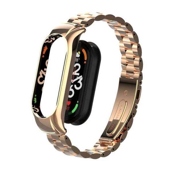 Vendas Xiaomi Mi Band 7 Uyumlu Kademe Ayarlı Bakla Desenli Metal Kordon - 8
