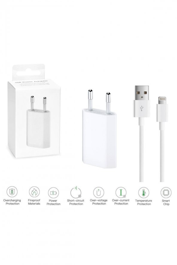 Apple iPhone 13 USB-A to Lightning Şarj Cihazı / Şarj Seti 5W 1.5A İthalatçı Garantili