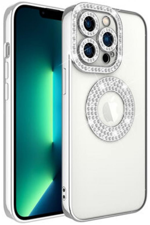 Apple iPhone 12 Pro Kılıf Şeffaf Lüx Taşlı Süslemeli Kamera Korumalı Silikon - 7