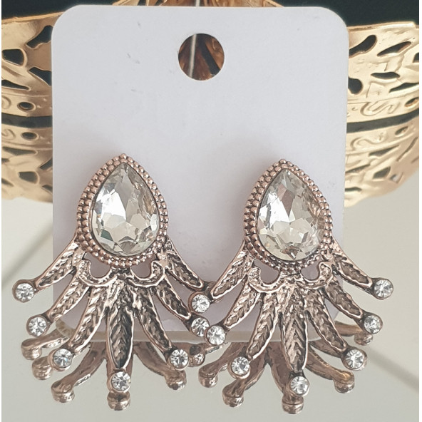 Bronz Taşlı Küpe