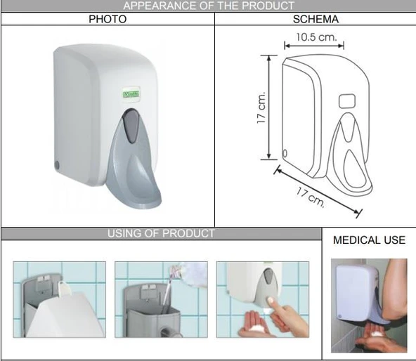 Omnipazar Vialli F5M Medical Köpük Sabun Dispenseri 500 ml Beyaz - 2