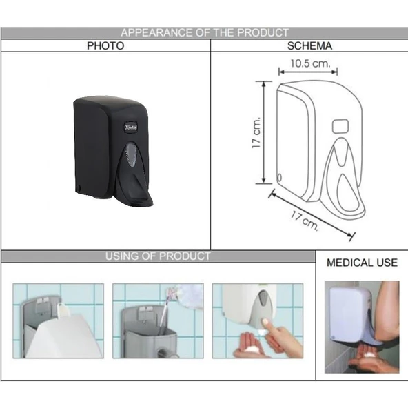 Omnipazar Vialli F5MB Medical Köpük Sabun Dispenseri 500 ml Siyah - Resim 2
