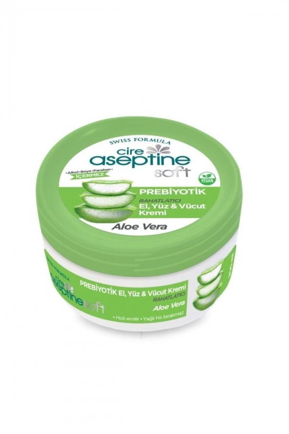 Cire Aseptine Soft prebiyotik Aloe Vera el, Yüz Ve Vücut Kremi 200 ml