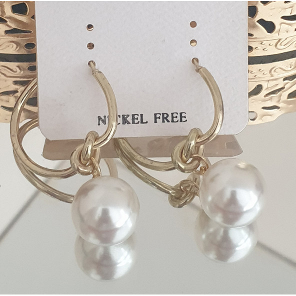 İnci Sallantılı Top Küpe - 2