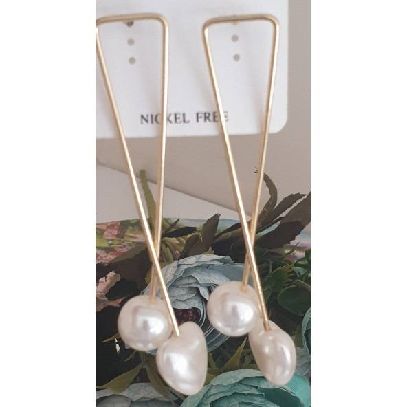 İnci Uzun Kalp Küpe ürün görseli