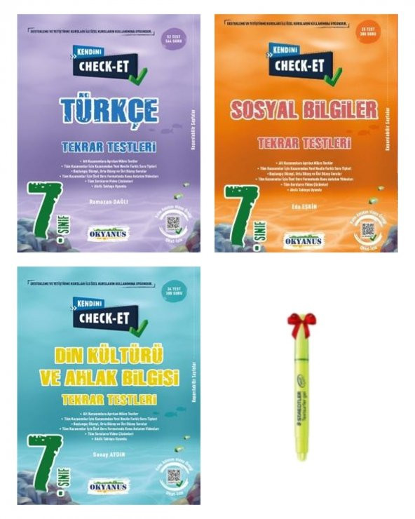 7.Sınıf CHECK-ET Türkçe Sosyal Din Kültürü Tekrar Testleri